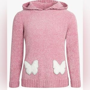 DELiA*s Girls Cozy Soft Chenille Pullover Hooded Sweater With Butterfly Designs.